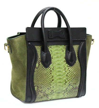 CELINE Luggage Nano Shopper Python Bag Green Size ONE SIZE