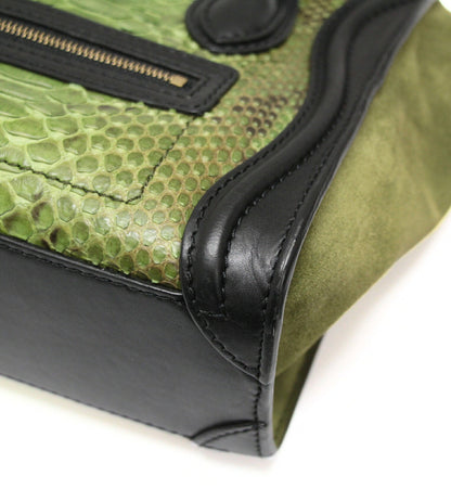 CELINE Luggage Nano Shopper Python Bag Green Size ONE SIZE