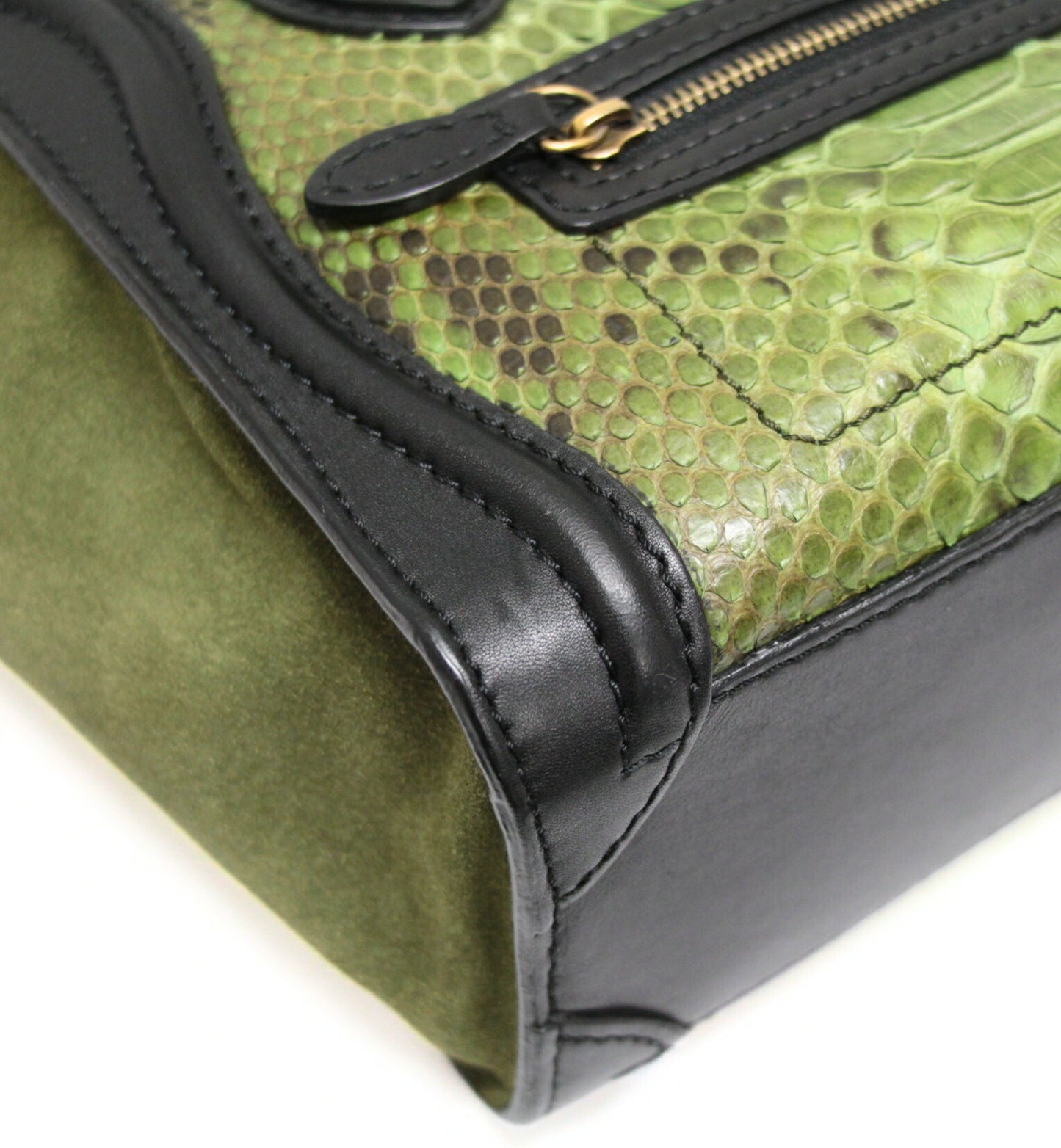 CELINE Luggage Nano Shopper Python Bag Green Size ONE SIZE