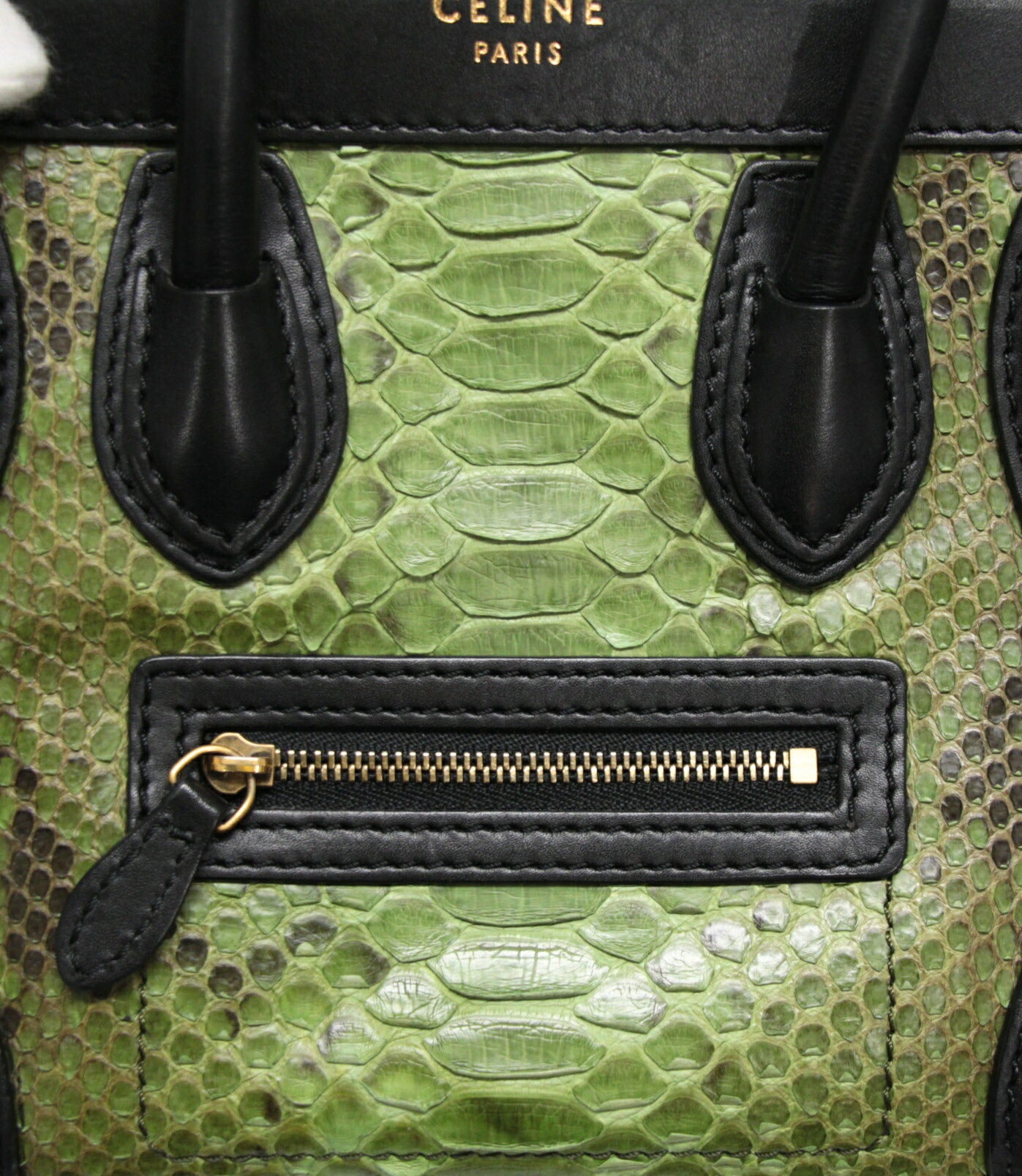 CELINE Luggage Nano Shopper Python Bag Green Size ONE SIZE