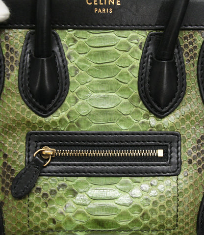 CELINE Luggage Nano Shopper Python Bag Green Size ONE SIZE