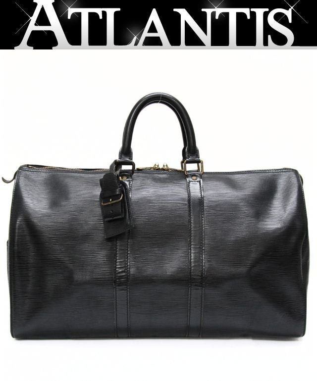 LOUIS VUITTON Keepall 45 Epi Leather Bag Black Size ONE SIZE