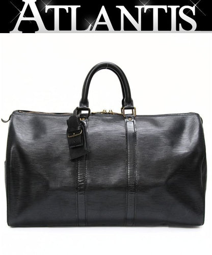LOUIS VUITTON Keepall 45 Epi Leather Bag Black Size ONE SIZE
