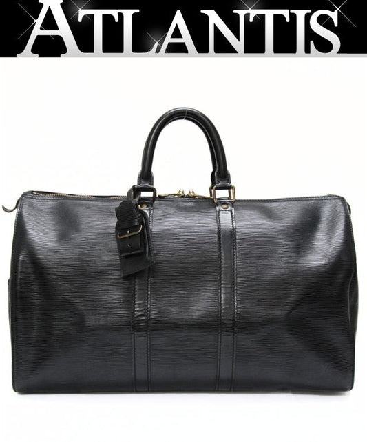 LOUIS VUITTON Keepall 45 Epi Leather Bag Black Size ONE SIZE