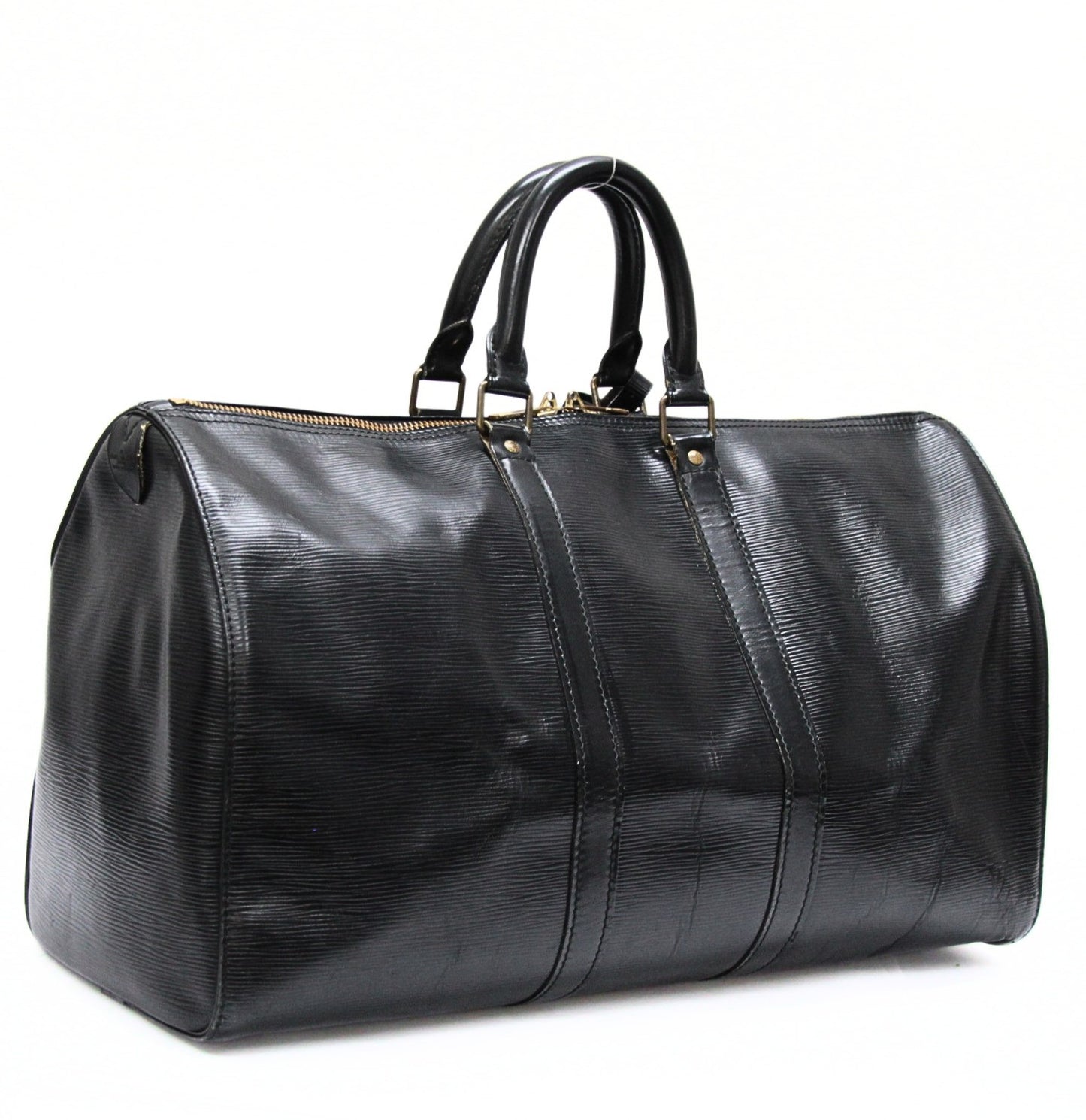 LOUIS VUITTON Keepall 45 Epi Leather Bag Black Size ONE SIZE