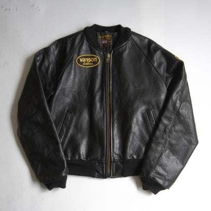 VANSON All leather varsity jacket Black Size 38