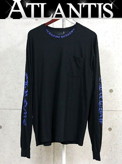 CHROME HEARTS Old English Neck Logo Long T-Shirt B/B Size XL