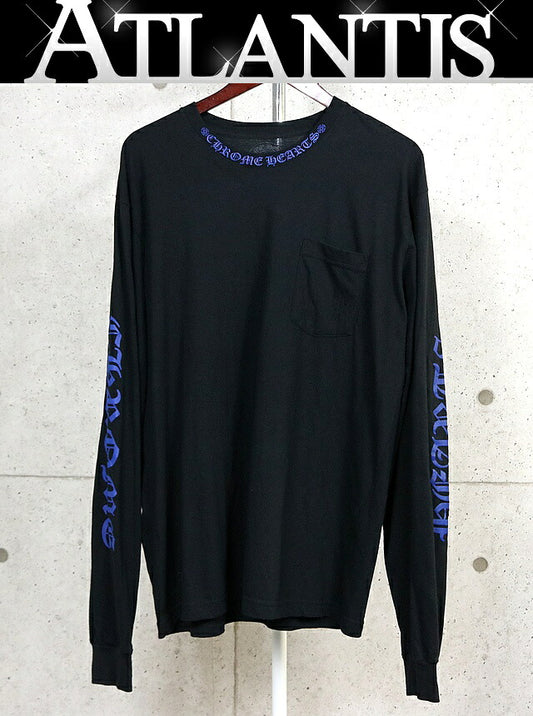 CHROME HEARTS Old English Neck Logo Long T-Shirt B/B Size XL
