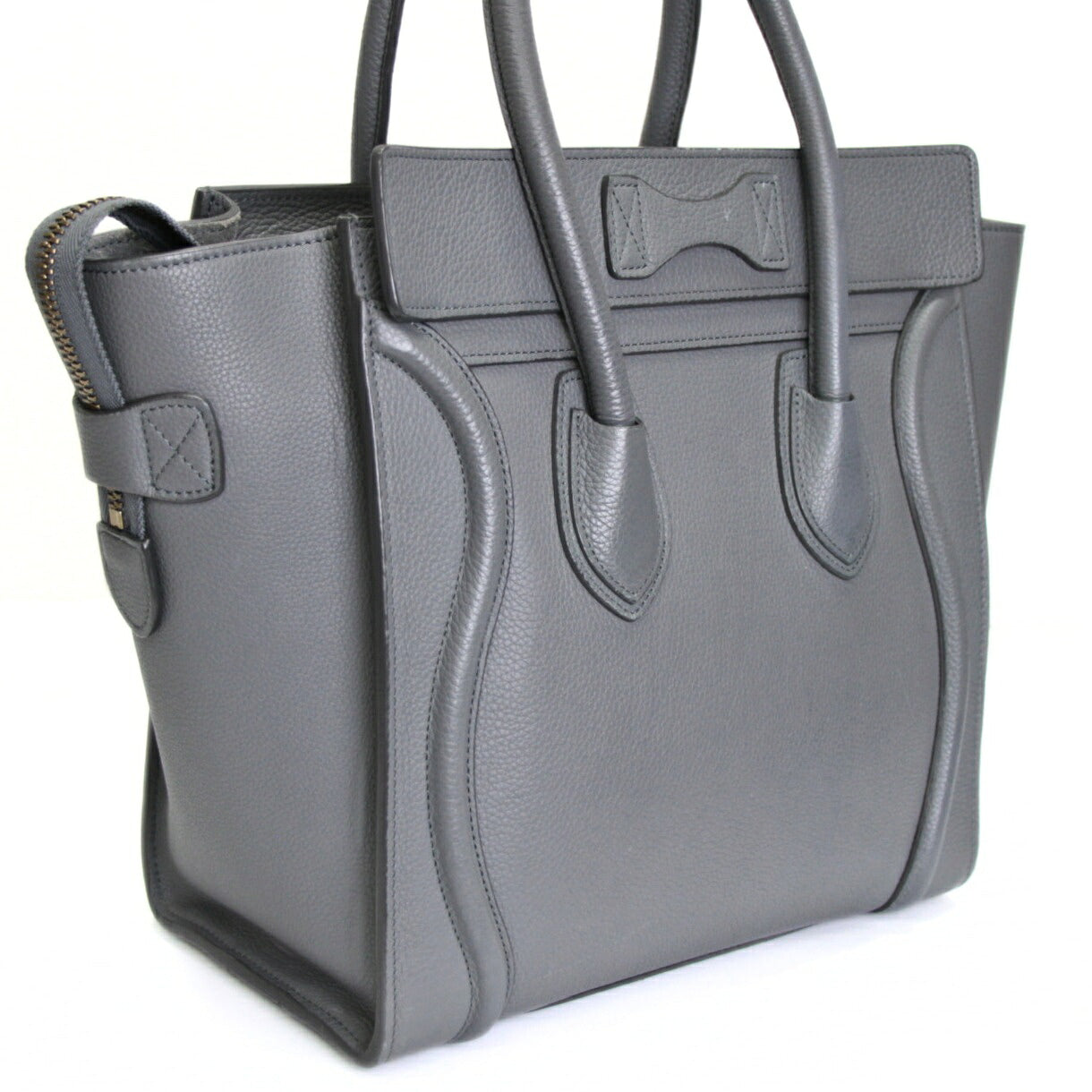 CELINE Luggage Micro Shopper Leather Bag Gray Size ONE SIZE