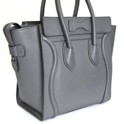 CELINE Luggage Micro Shopper Leather Bag Gray Size ONE SIZE