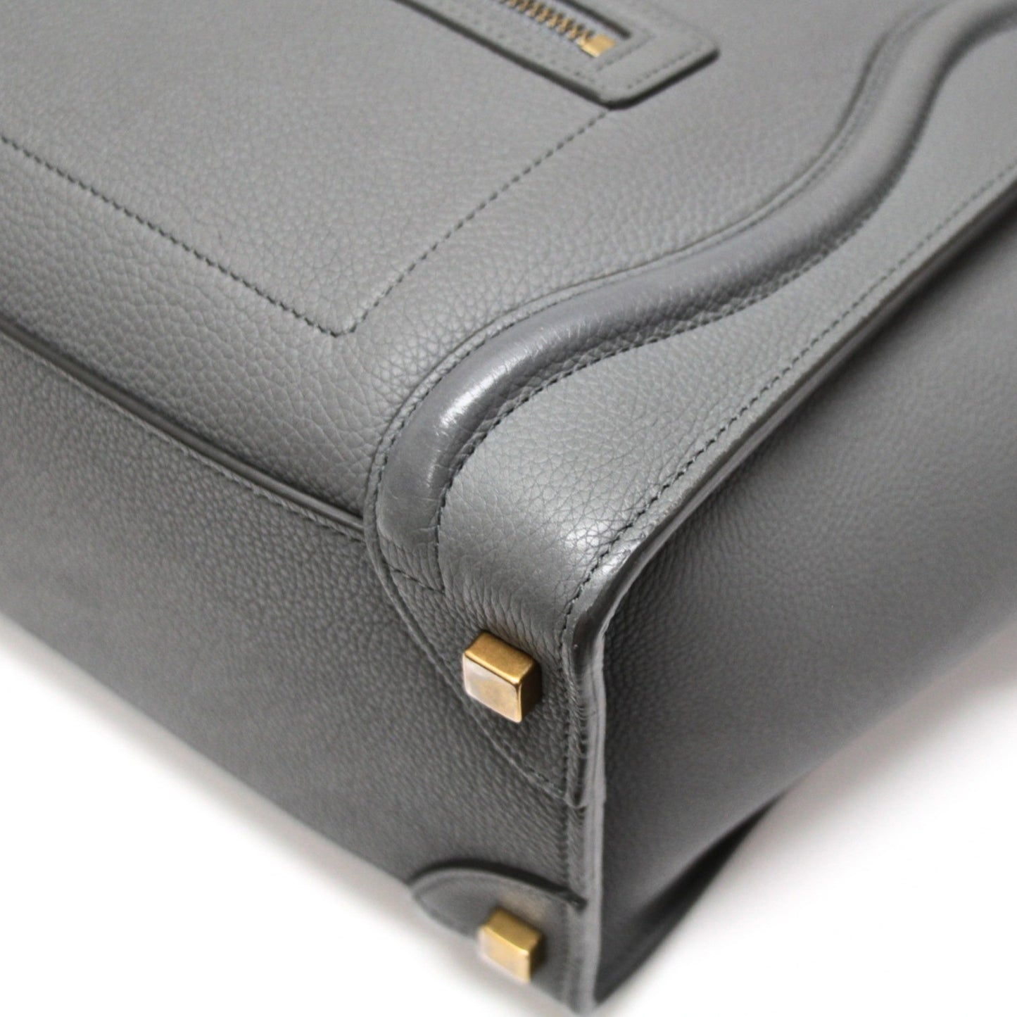 CELINE Luggage Micro Shopper Leather Bag Gray Size ONE SIZE
