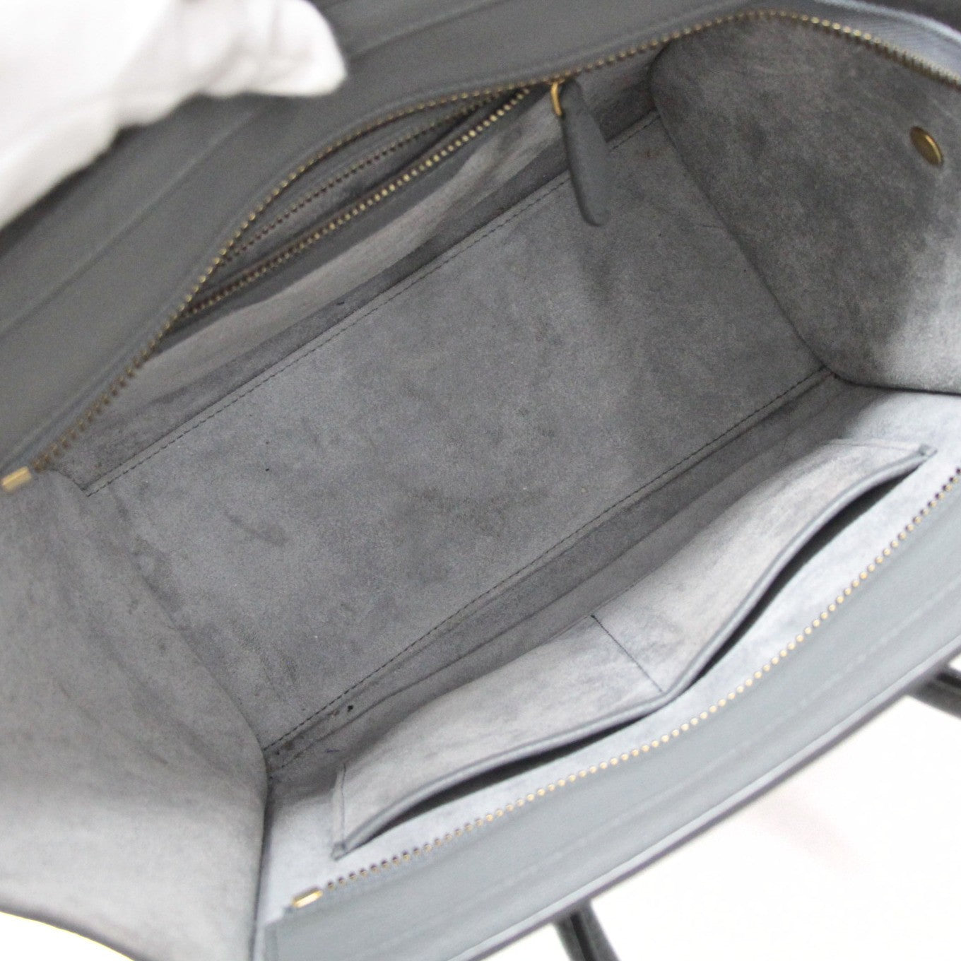 CELINE Luggage Micro Shopper Leather Bag Gray Size ONE SIZE