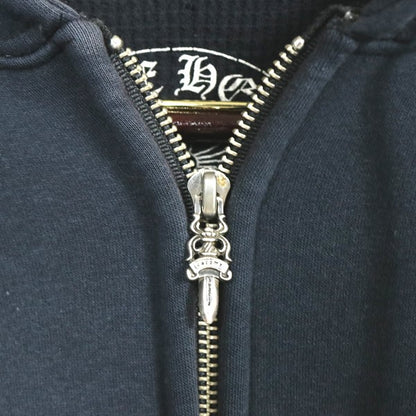 CHROME HEARTS Floral Cross Horseshoe Zip Hoodie Black Size M