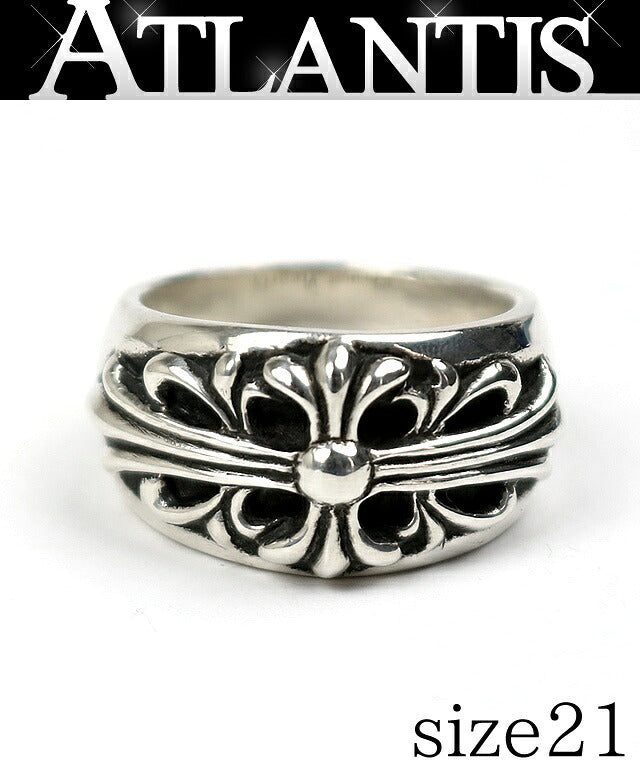 CHROME HEARTS Floral Cross Silver Ring Size ONE SIZE