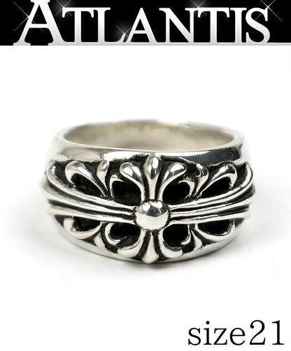 CHROME HEARTS Floral Cross Silver Ring Size ONE SIZE