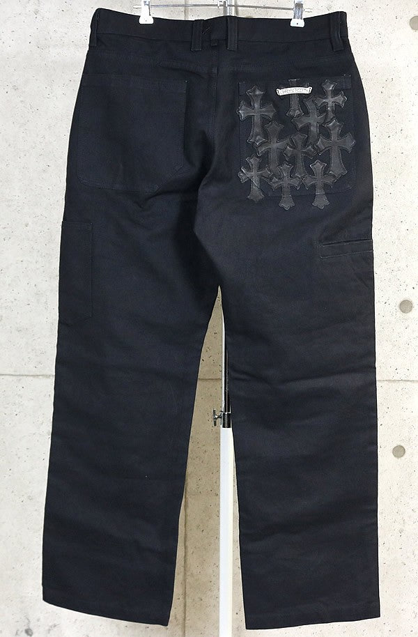 CHROME HEARTS Cross Patch Carpenter Pants Black Size 32