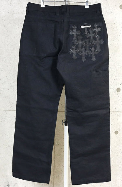 CHROME HEARTS Cross Patch Carpenter Pants Black Size 32