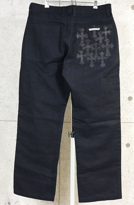 CHROME HEARTS Cross Patch Carpenter Pants Black Size 32