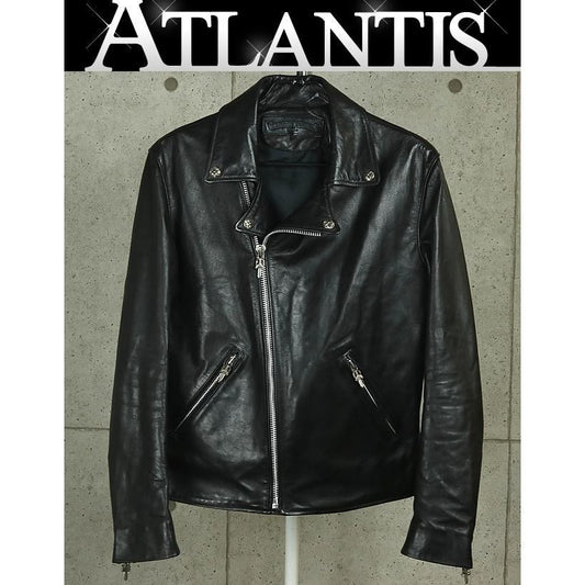 CHROME HEARTS DSMG Horsehide Basic Moto Jacket Black Size M