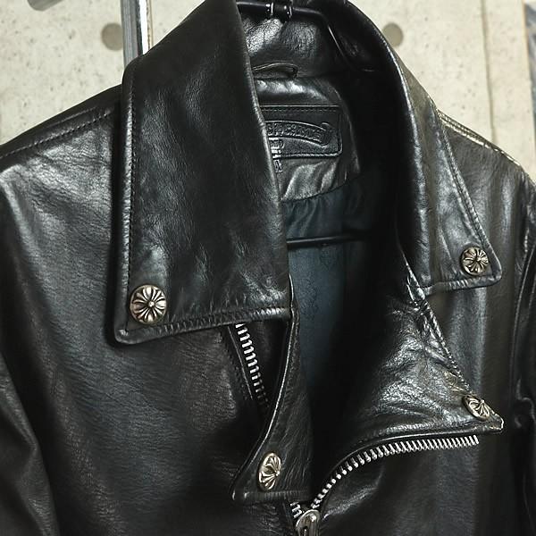 CHROME HEARTS DSMG Horsehide Basic Moto Jacket Black Size M