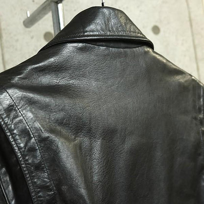 CHROME HEARTS DSMG Horsehide Basic Moto Jacket Black Size M