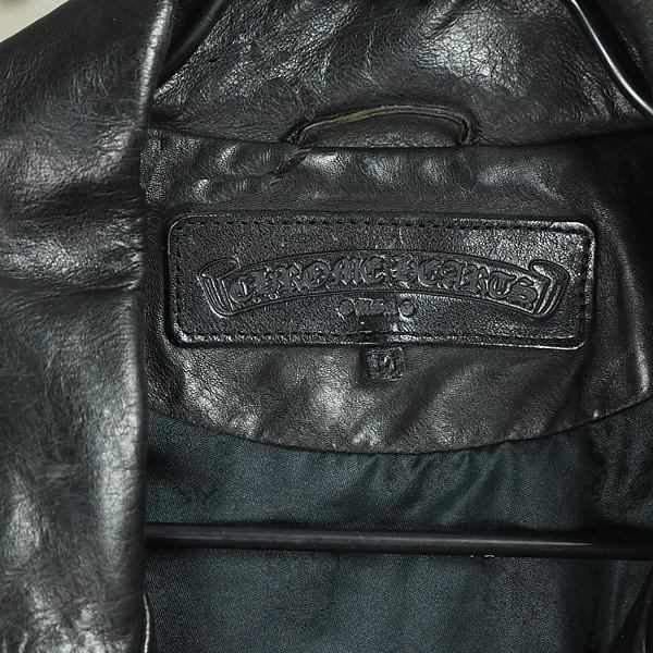 CHROME HEARTS DSMG Horsehide Basic Moto Jacket Black Size M