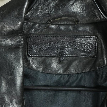 CHROME HEARTS DSMG Horsehide Basic Moto Jacket Black Size M
