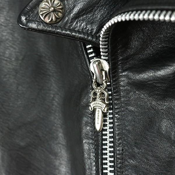 CHROME HEARTS DSMG Horsehide Basic Moto Jacket Black Size M