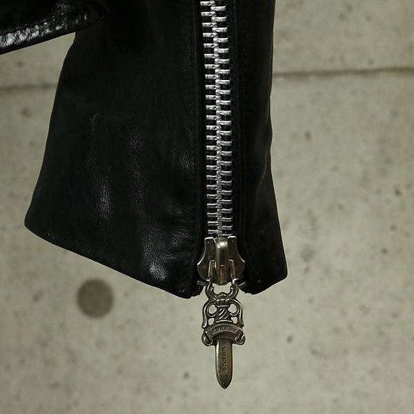 CHROME HEARTS DSMG Horsehide Basic Moto Jacket Black Size M