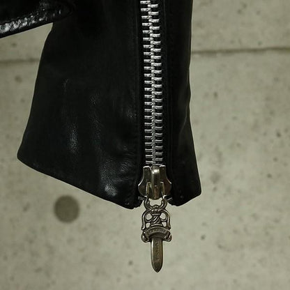 CHROME HEARTS DSMG Horsehide Basic Moto Jacket Black Size M