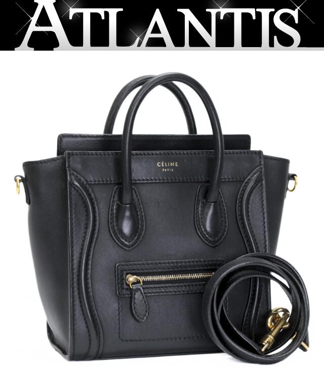 CELINE Luggage Nano Shopper 2-Way Bag Black Size ONE SIZE