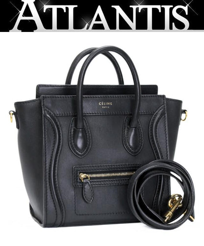 CELINE Luggage Nano Shopper 2-Way Bag Black Size ONE SIZE