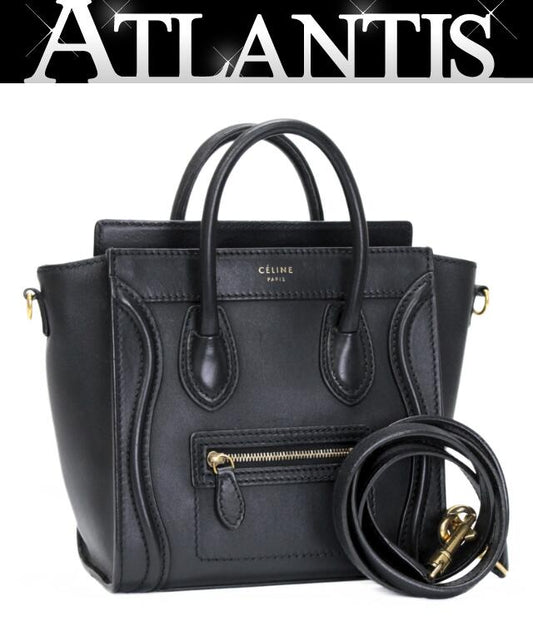 CELINE Luggage Nano Shopper 2-Way Bag Black Size ONE SIZE