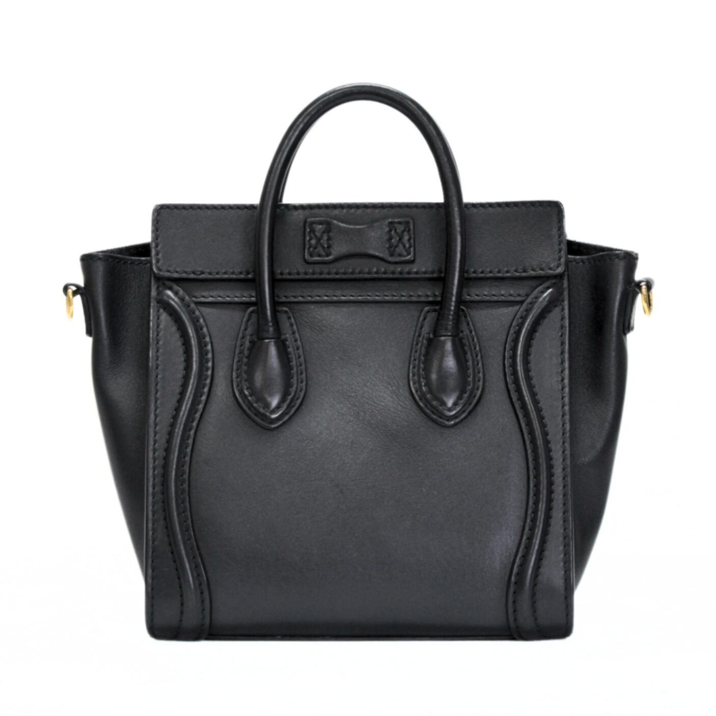 CELINE Luggage Nano Shopper 2-Way Bag Black Size ONE SIZE
