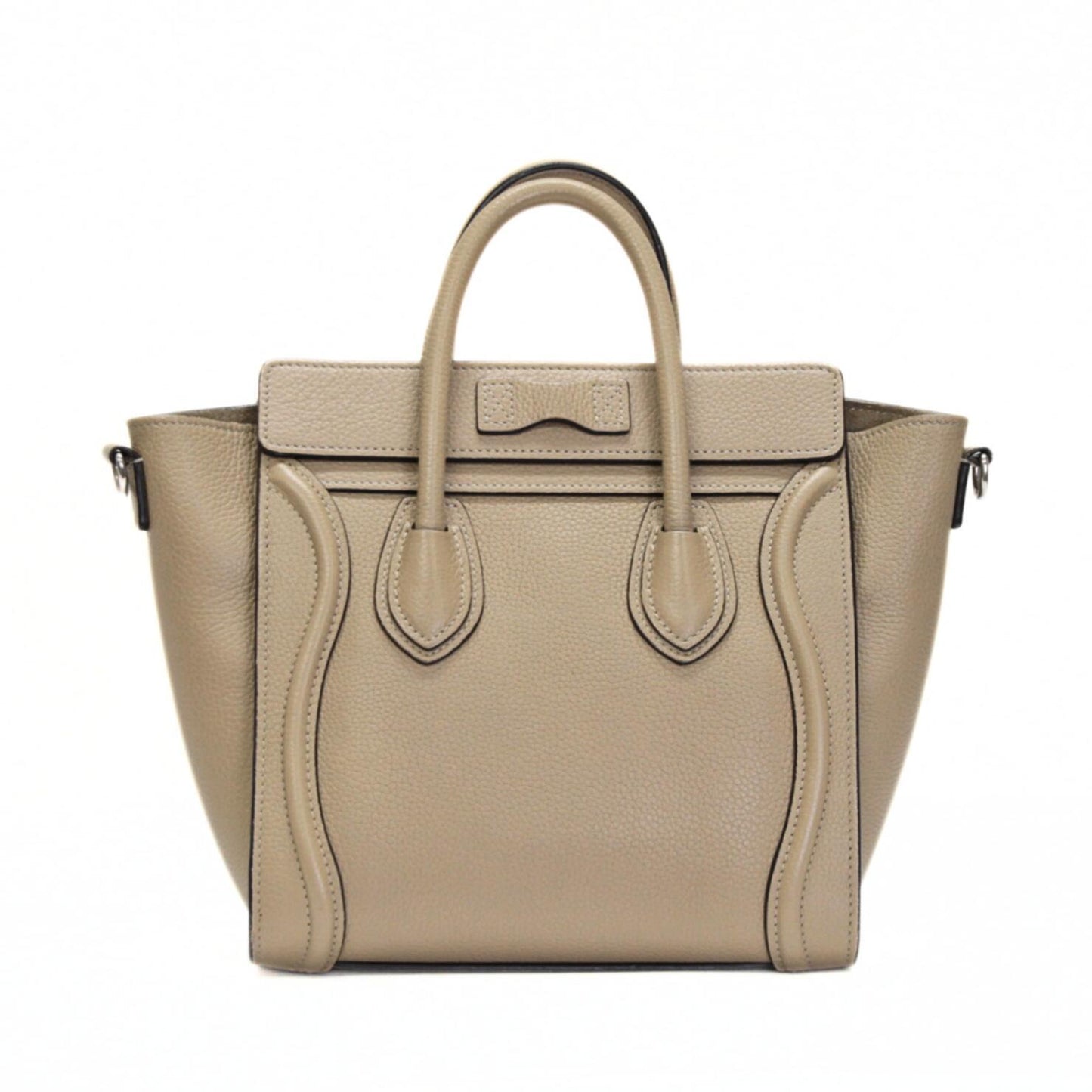 CELINE Nano Shopper 2-Way Leather Bag Beige Size ONE SIZE