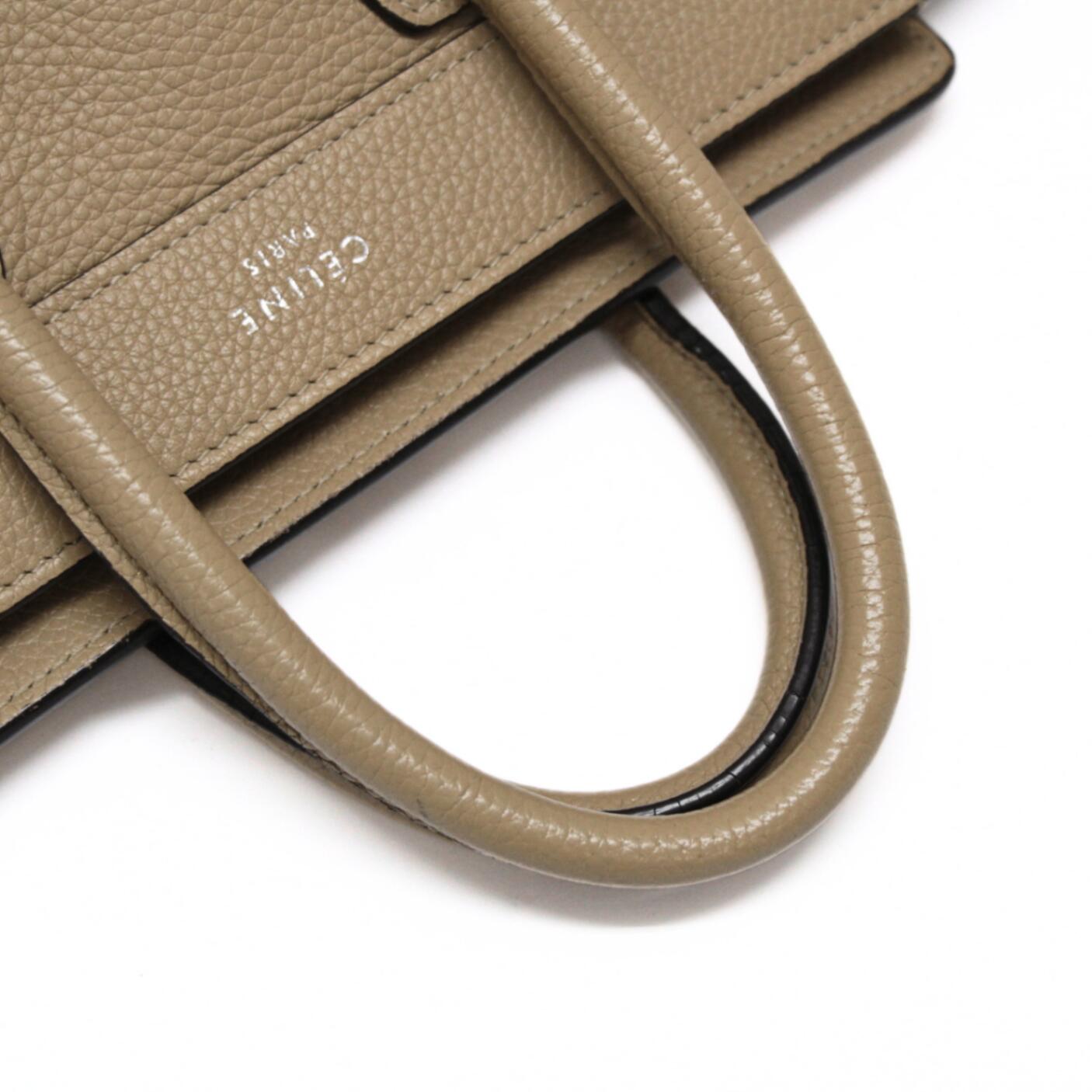 CELINE Nano Shopper 2-Way Leather Bag Beige Size ONE SIZE