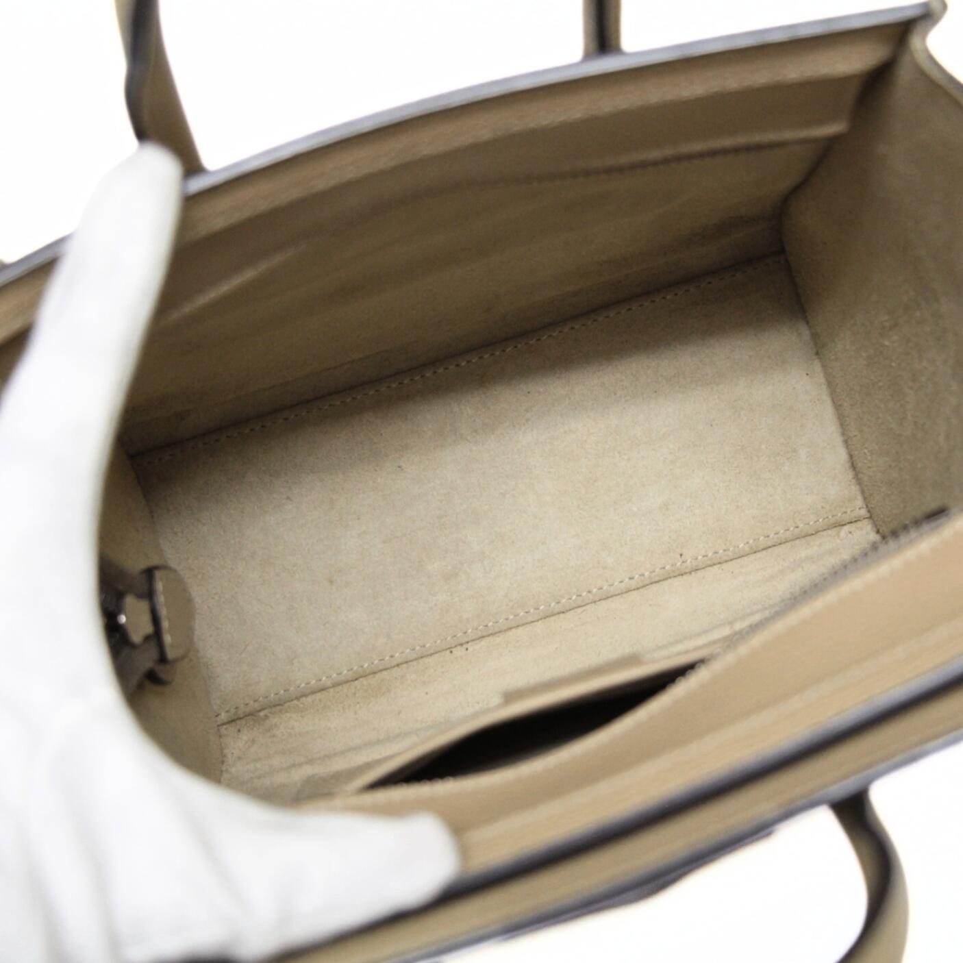 CELINE Nano Shopper 2-Way Leather Bag Beige Size ONE SIZE