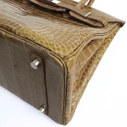 HERMES Birkin 30 Crocodile Porosus Handbag Beige Rose Polo
