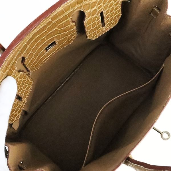 HERMES Birkin 30 Crocodile Porosus Handbag Beige Rose Polo