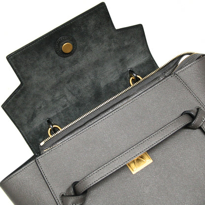 CELINE Micro Belt Bag 2-Way Leather Bag Gray Size ONE SIZE
