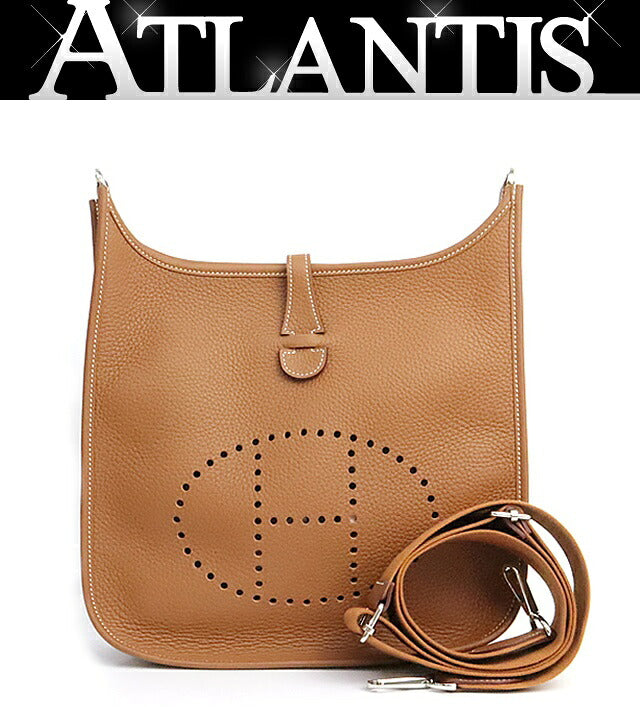 HERMES Evelyne 3PM Taurillon Clemence Bag Gold Size ONE SIZE