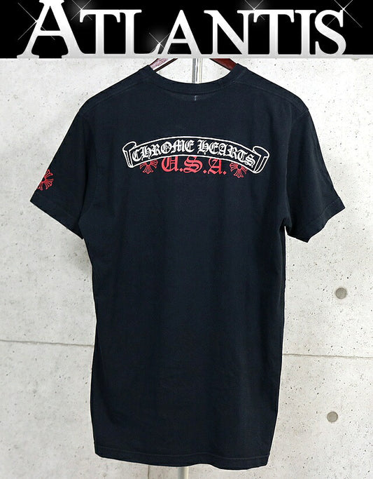 CHROME HEARTS Scroll Label USA T-Shirt Black Size L Size