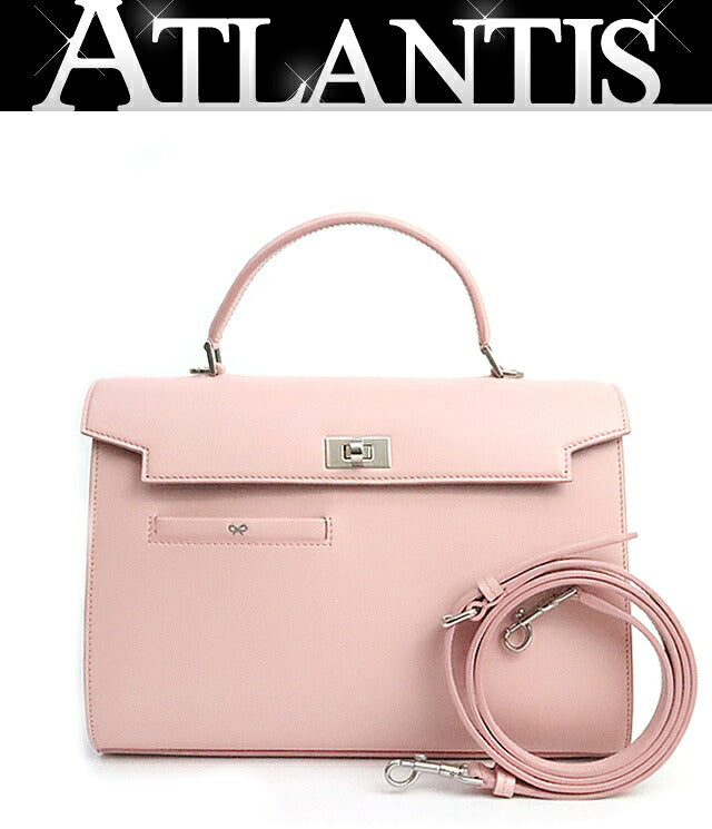 ANYA HINDMARCH Mortimer Calf Leather Bag Pink Size ONE SIZE