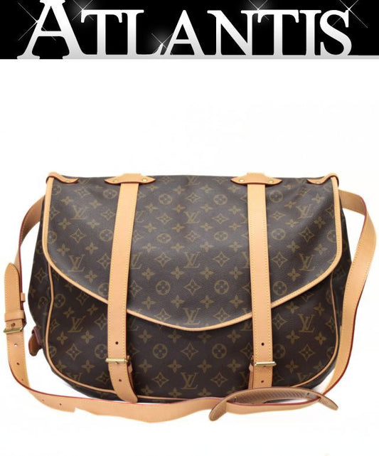 LOUIS VUITTON Monogram Saumur 43 Shoulder Bag Brown Sandals