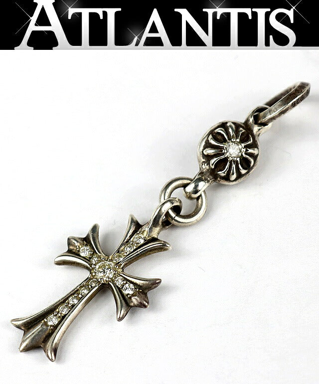 CHROME HEARTS 1 Ball Tiny CH Cross Pendant Pave Diamond