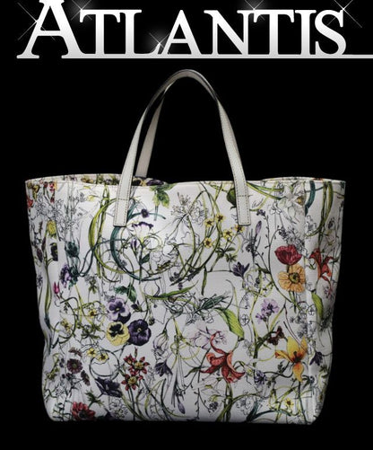GUCCI Flora Infinity Canvas White Tote Bag Size ONE SIZE