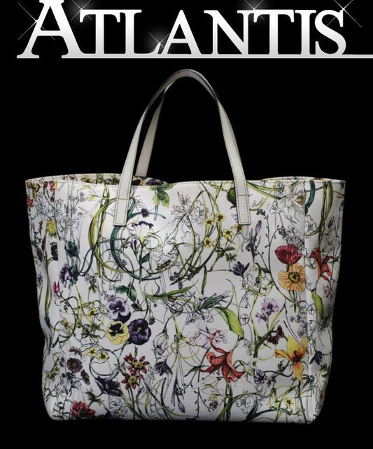 GUCCI Flora Infinity Canvas White Tote Bag Size ONE SIZE