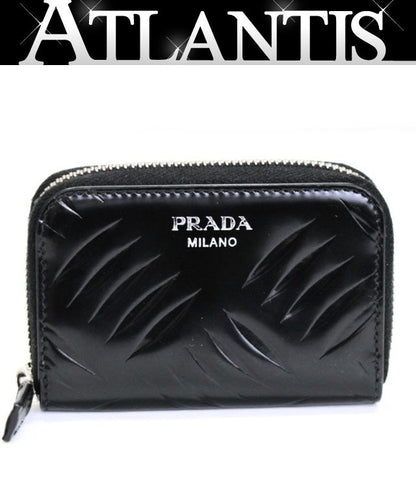 PRADA Leather Black Coin & Card Holder Card Case Size ONE SIZE