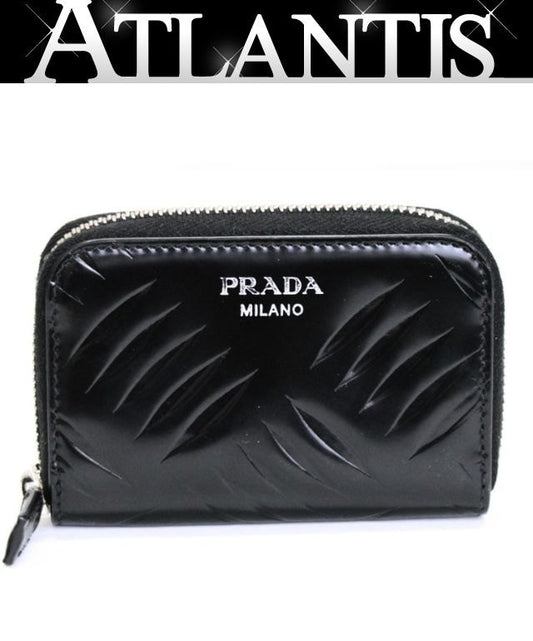PRADA Leather Black Coin & Card Holder Card Case Size ONE SIZE