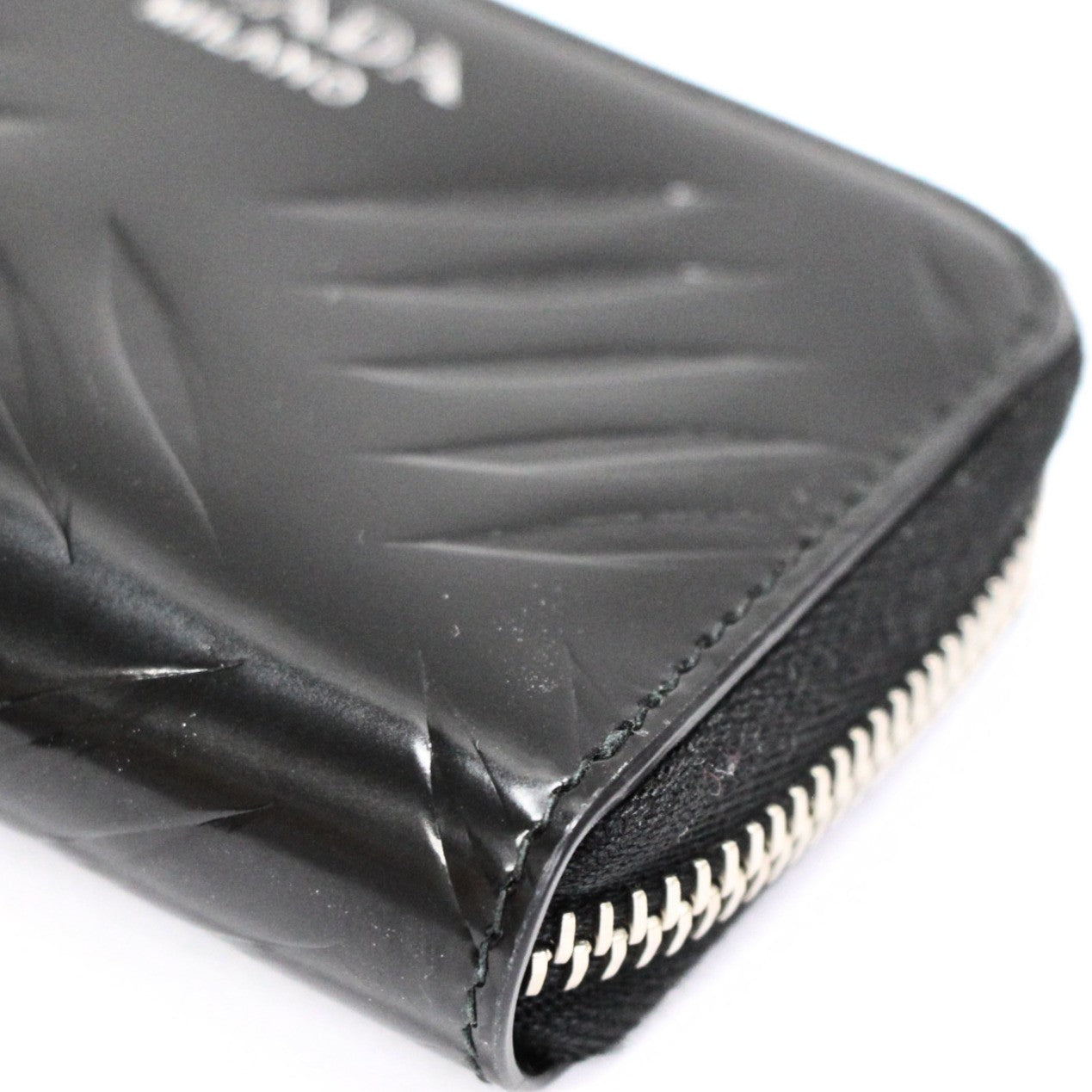 PRADA Leather Black Coin & Card Holder Card Case Size ONE SIZE